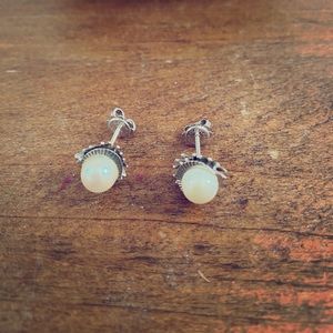 Antique silver and pearl earrings